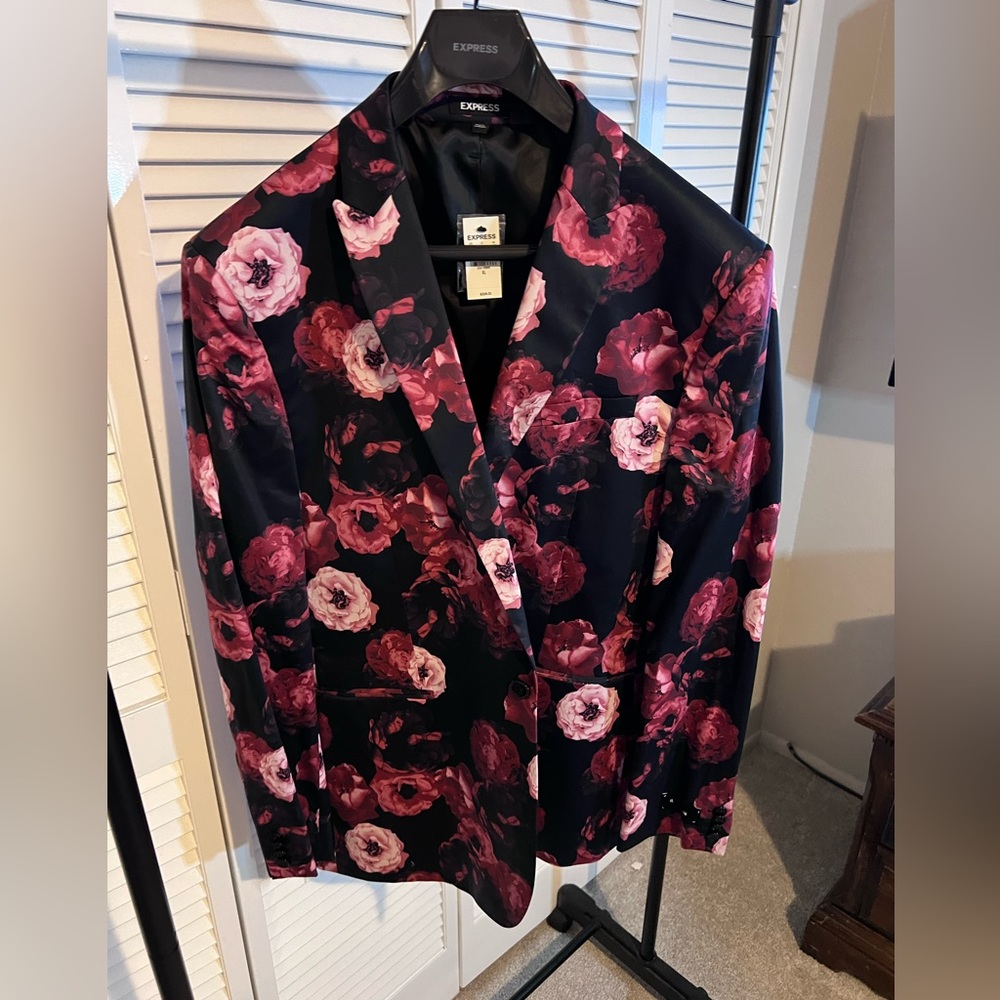 Express Floral Print Suit Jacket